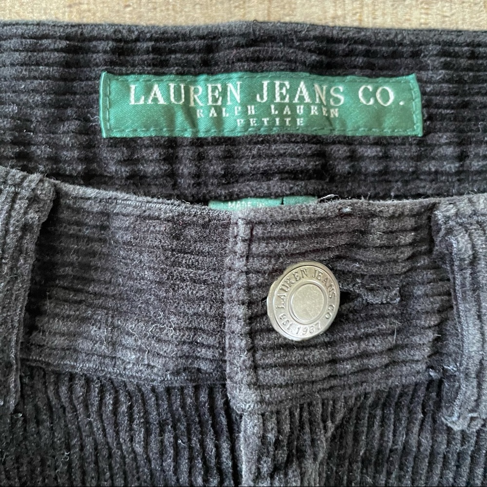 Lauren Jeans Co Corduroy Classic Straight Leg Black Pants Petite Size 2 - Picture 3 of 6